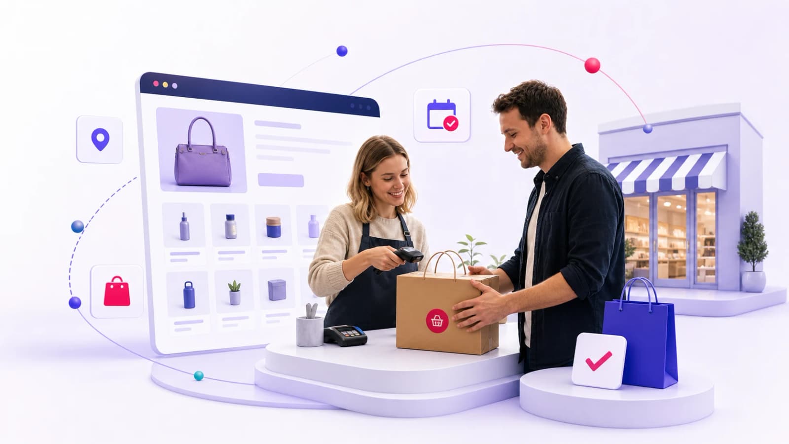 Inhaberin eines Fachgeschäfts bereitet eine Onlinebestellung vor