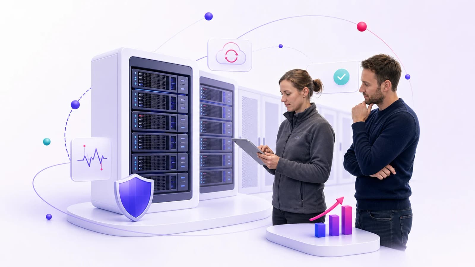 Serverracks in einem modernen Rechenzentrum