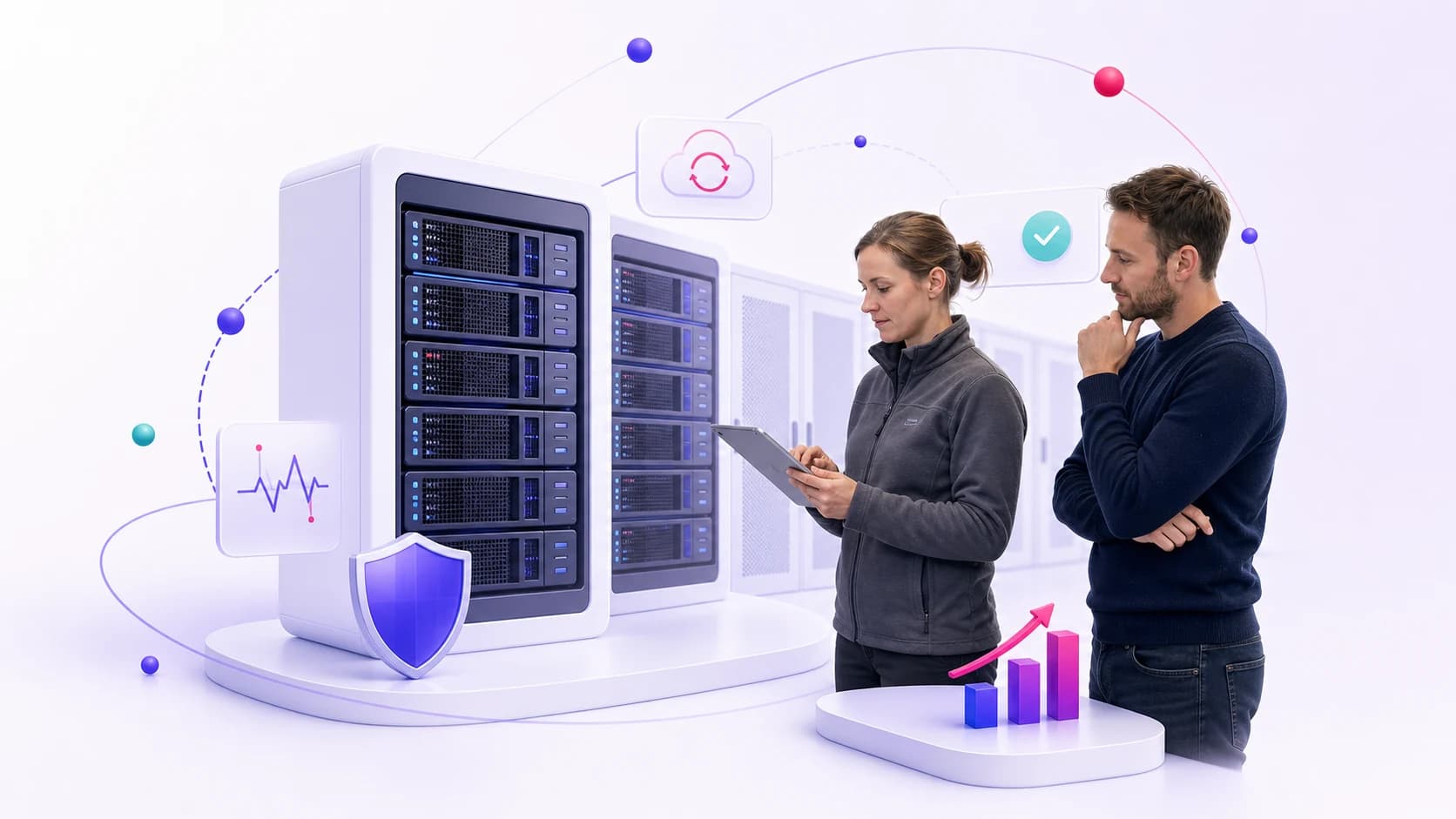 Serverracks in einem modernen Rechenzentrum