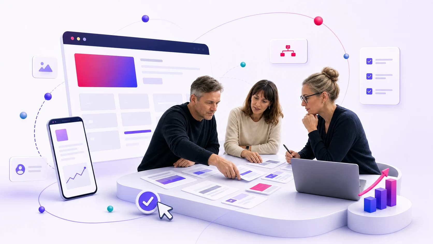 UX-Workshop mit Wireframes für die Struktur einer neuen Unternehmenswebsite