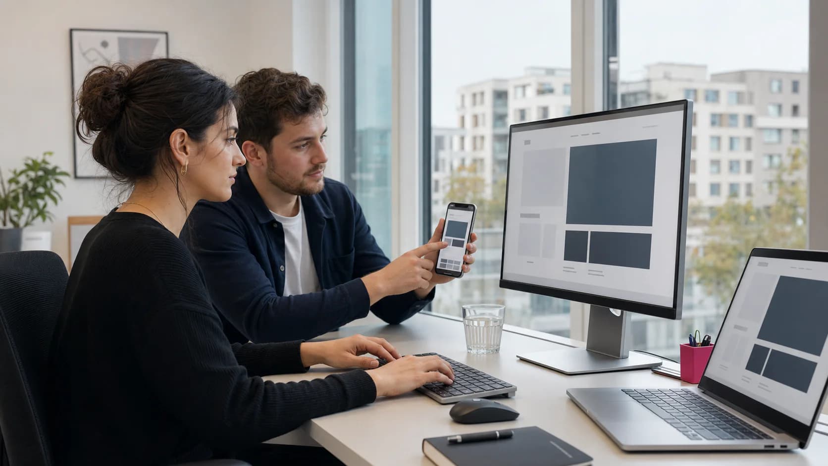 Webentwicklung und responsive Qualitätsprüfung auf Desktop, Laptop und Smartphone