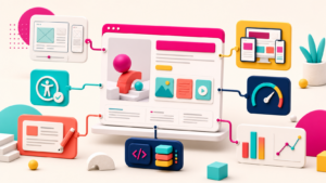 Helles modulares Webprojekt verbindet UX, Inhalte, Barrierefreiheit, responsive Gestaltung, Performance, Technik und Analyse